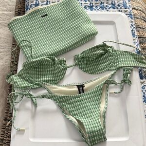 Triangl Swimwear Green Checkered Bikini